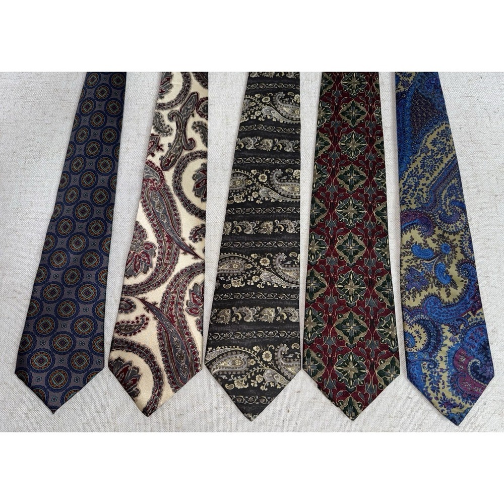 Vintage Men's Neck Tie NeckTie LOT of 5 Silk Pierre Cardin Barrington Structure